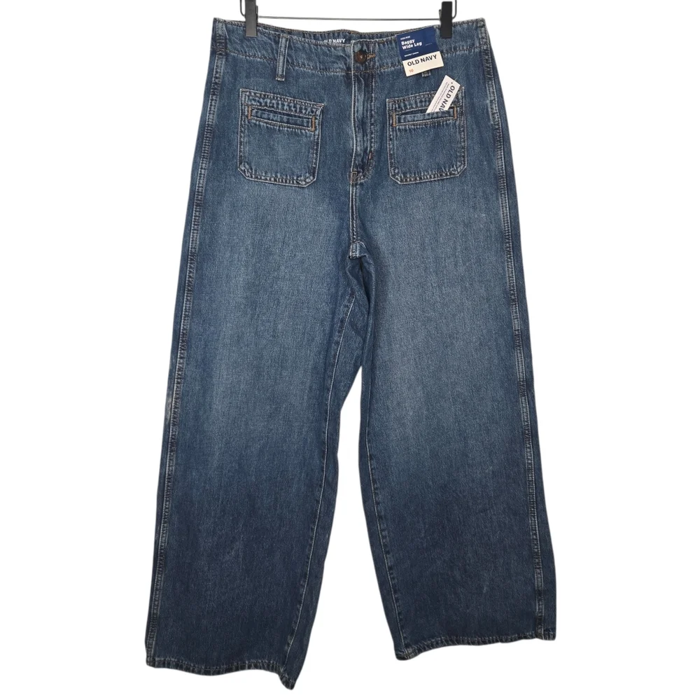 Old Navy Womens High Waisted Baggy Wide Leg Denim Jeans Size 10 - Picture 2 of 12